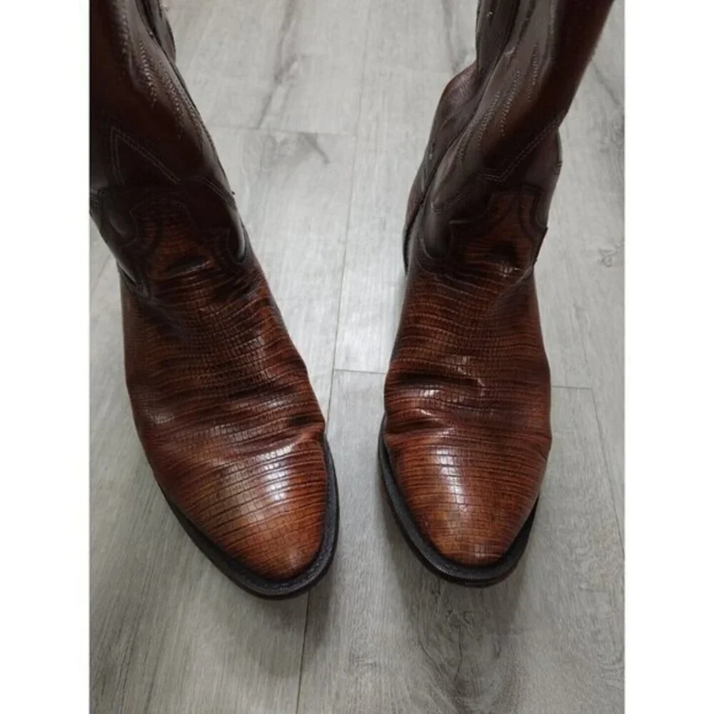 Vintage Sedona Cowboy Western Boots Teju Lizard Iguana Skin‎ Mens 9.5M